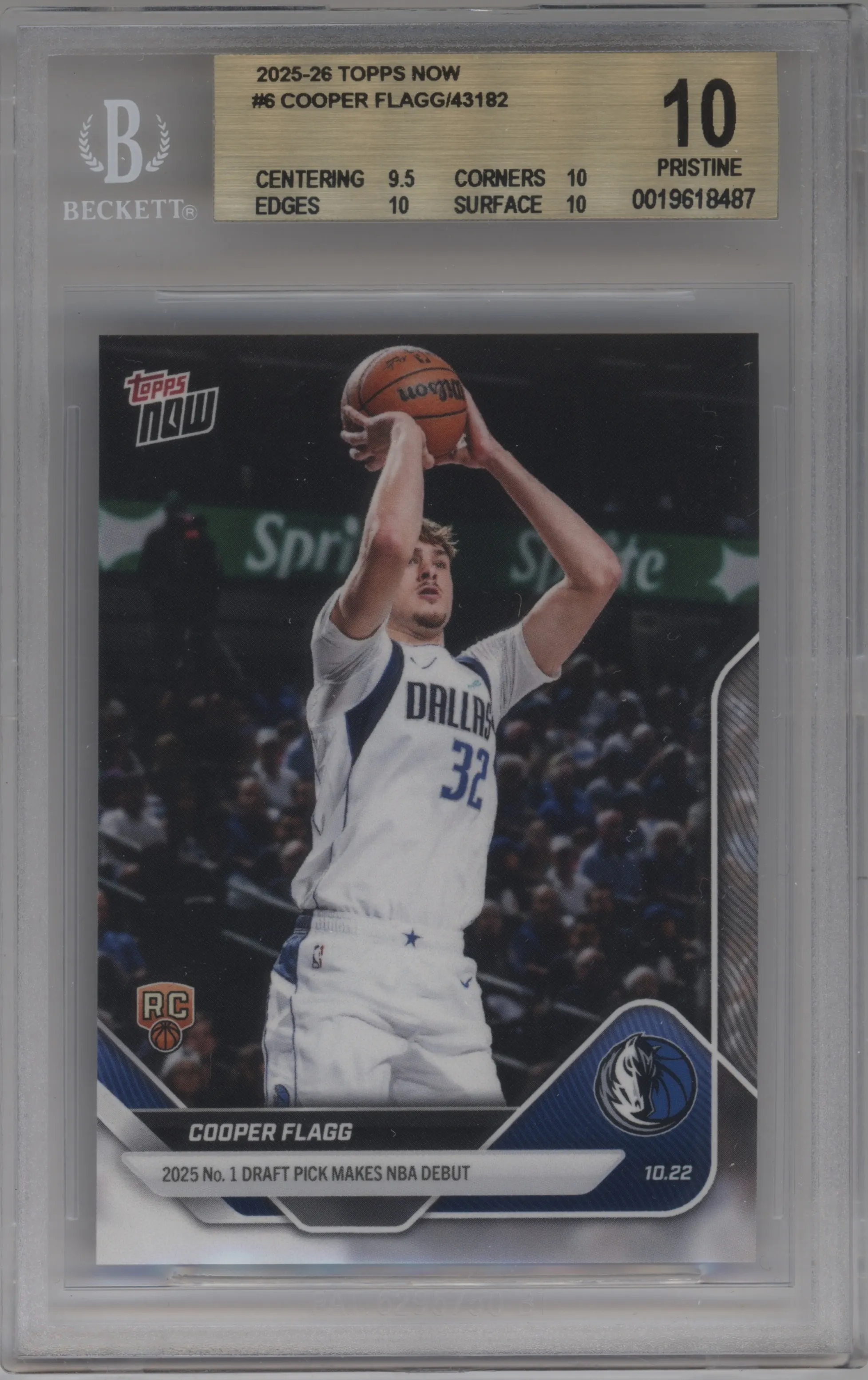 2025 Topps Now Cooper Flagg #6 BGS 10
