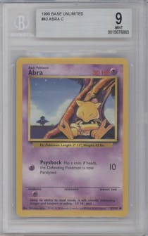 Abra from the 1999 Pokemon set graded by Beckett and given an overall grade of 9.
