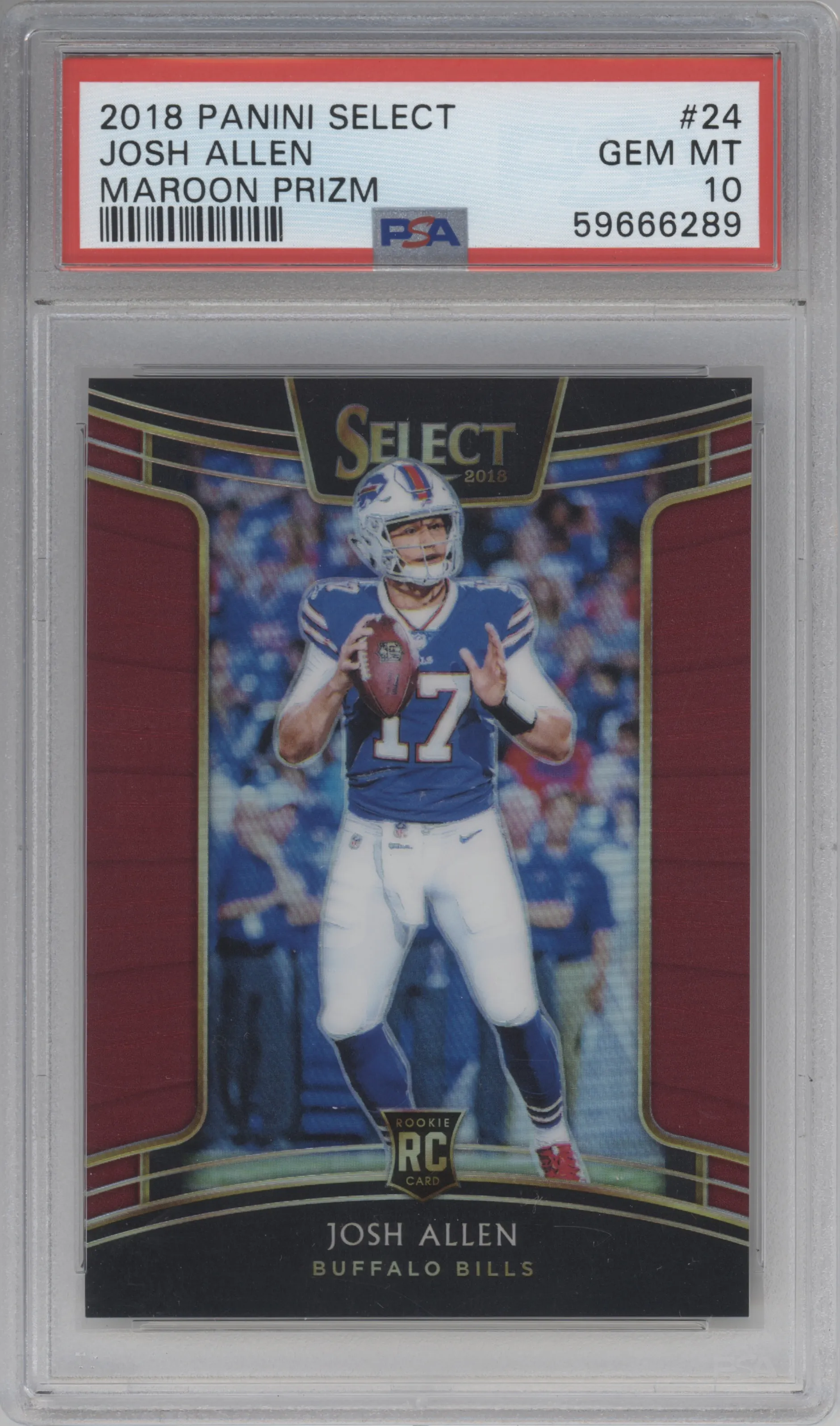 2018 Panini Select Josh Allen Maroon Prizm #24 PSA 10