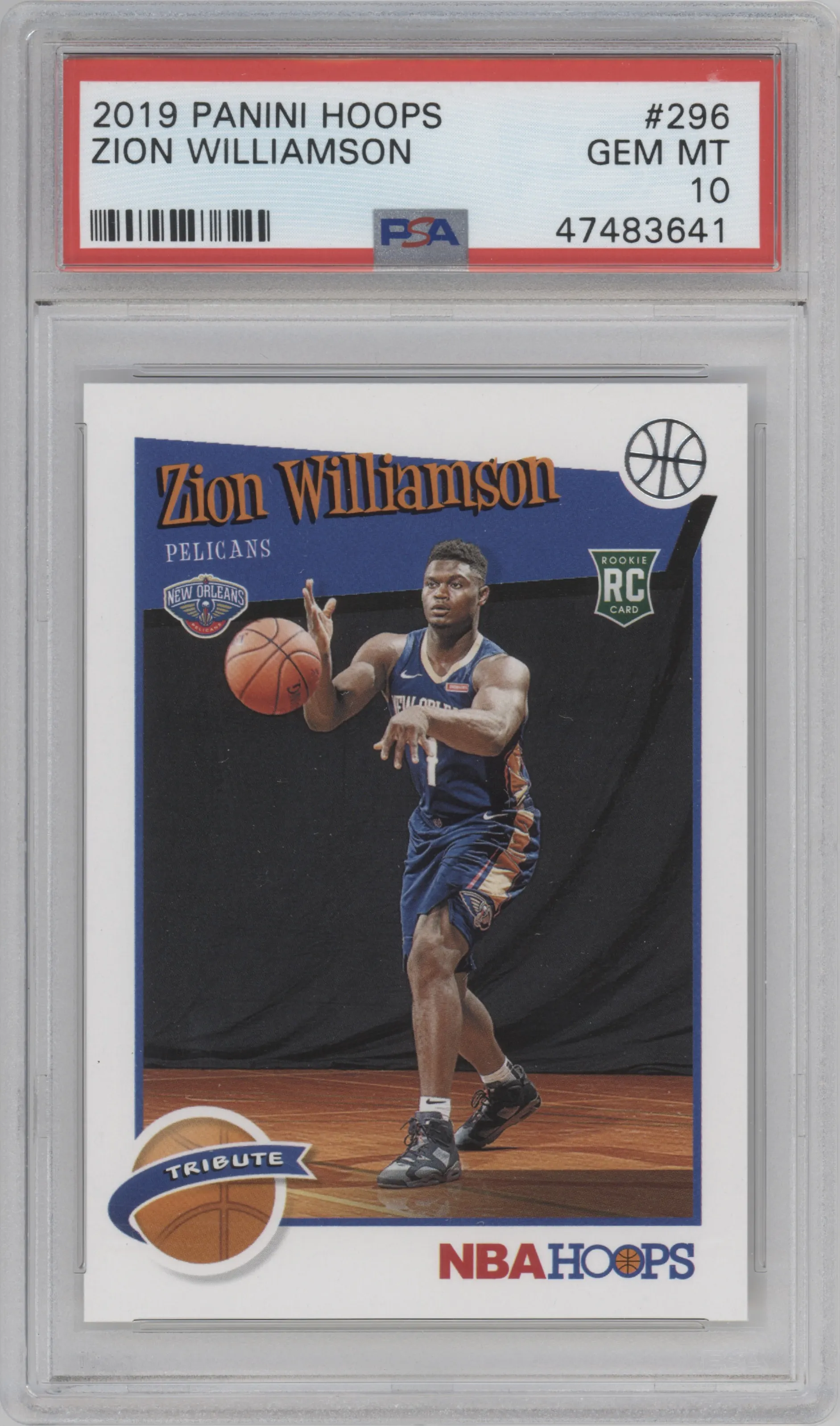 2019 Panini NBA Hoops Tribute Zion Williamson #296 PSA 10