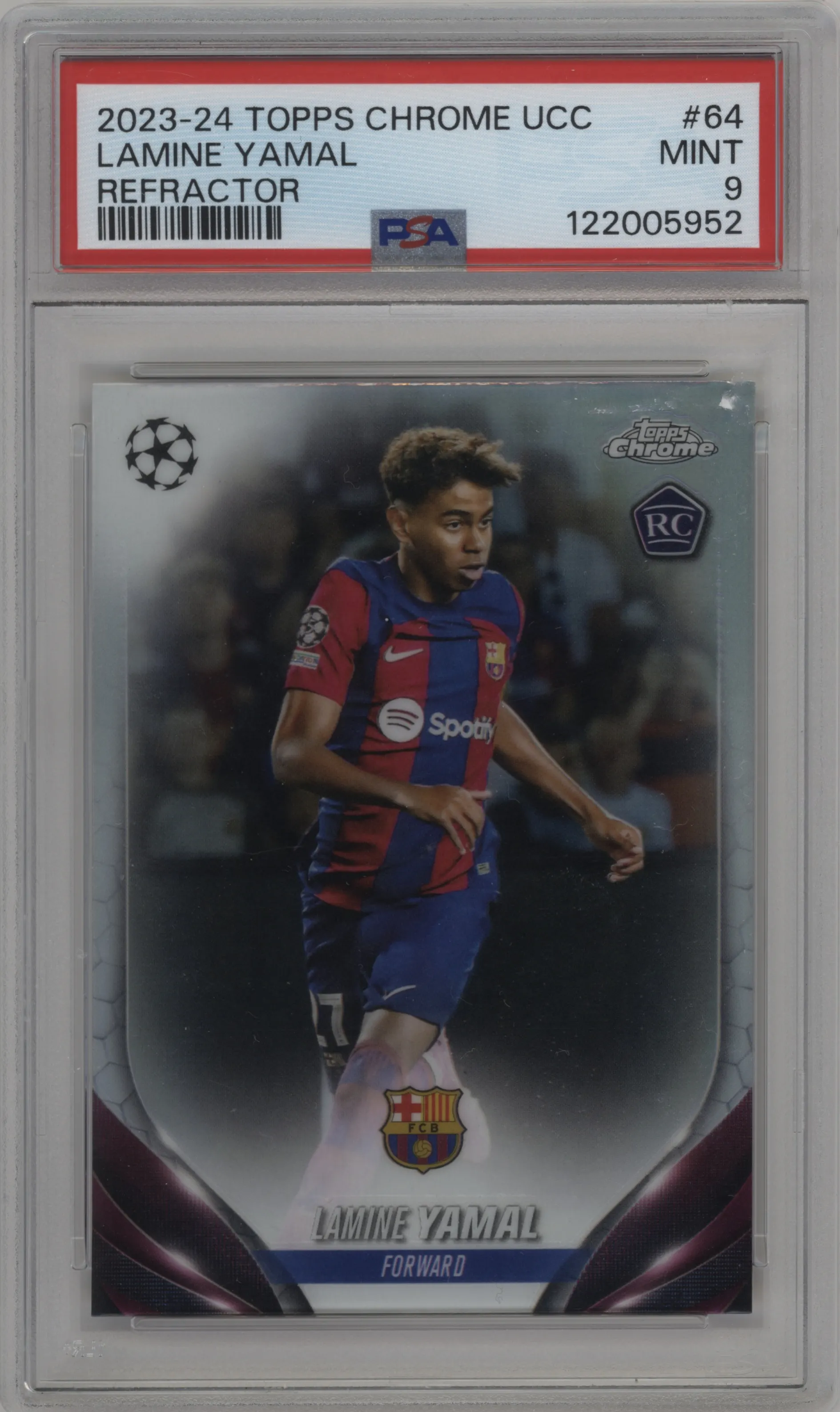 2023 Topps Chrome UEFA Club Competitions Lamine Yamal Refractor PSA 9
