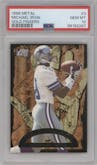 Michael Irvin from the 1996 Fleer Metal set graded by PSA and given an overall grade of 10.