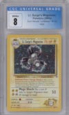 Lt. Surge's Magneton from the 2000 Pokemon GH set graded by CSG and given an overall grade of 8.