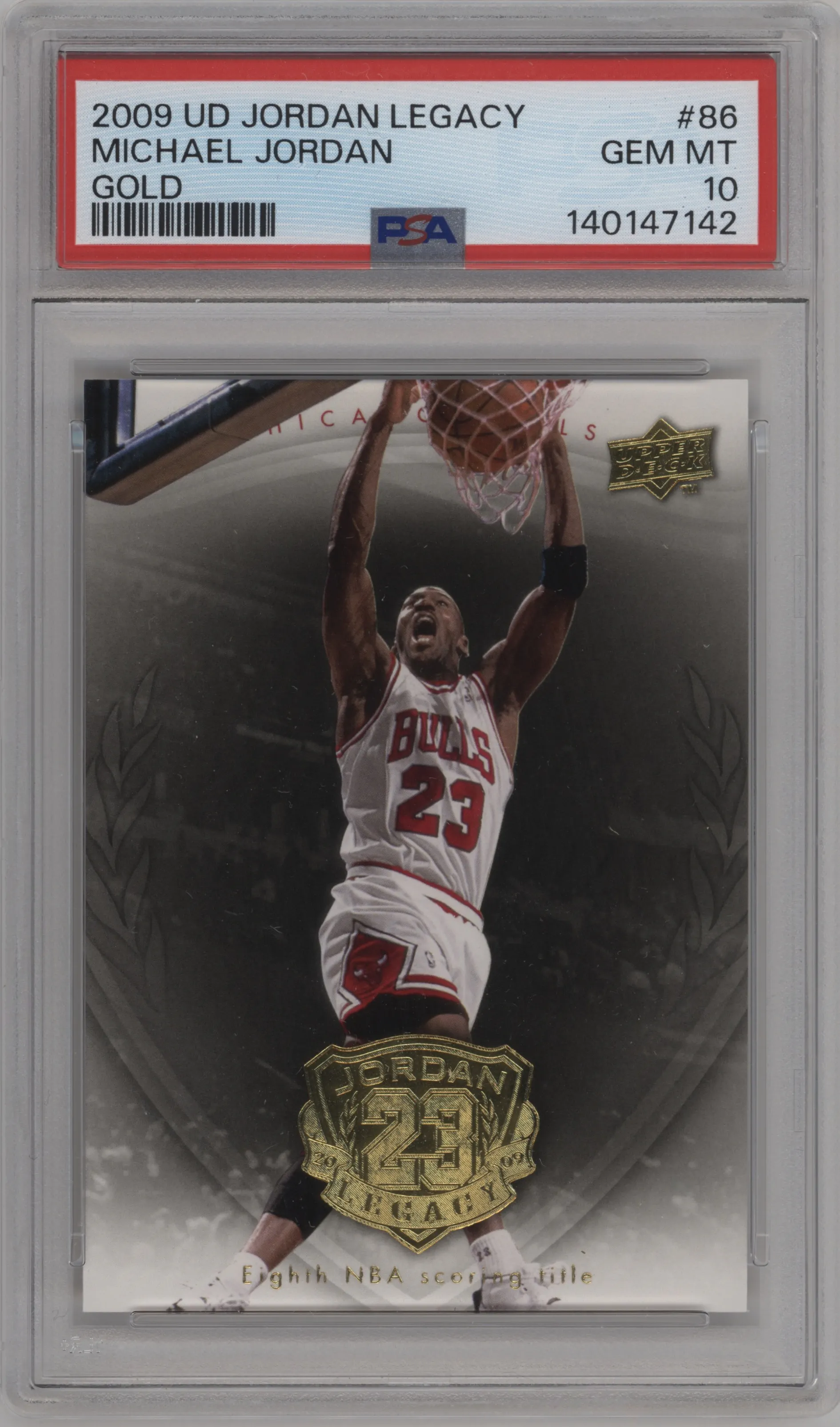 2009 Upper Deck Michael Jordan Legacy Collection Hall of Fame Edition Michael Jordan Gold #86 PSA 10