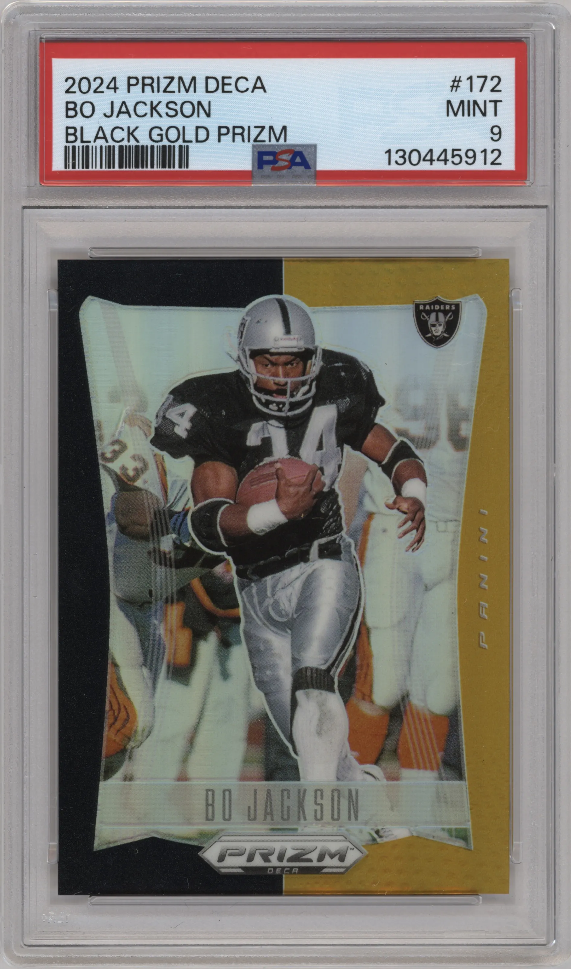 2024 Panini Prizm Deca Bo Jackson Black Gold Prizm #172 PSA 9