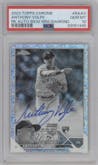 Anthony Volpe from the 2023 Topps Chrome set featuring a BW Mini-Diamond parallel graded by PSA and given an overall grade of 10.