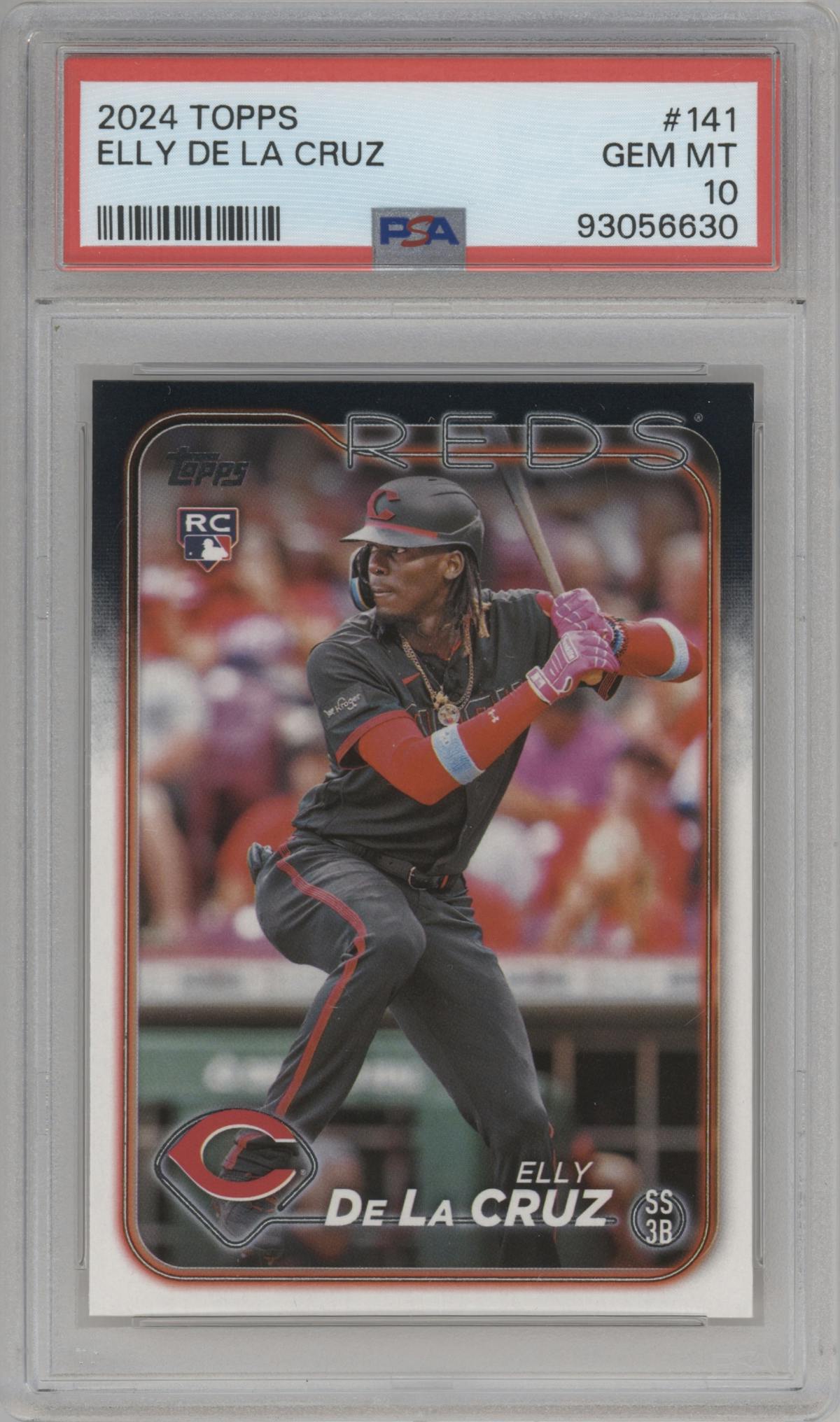 Elly De La Cruz from the 2024 Topps  set graded by PSA and given an overall grade of 10.