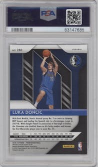 Luka Doncic from the 2018-19 Panini Prizm set featuring a Silver Prizm parallel graded by PSA and given an overall grade of 9.