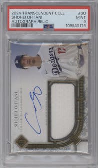 Shohei Ohtani from the 2024 Topps Transcendent Collection set graded by PSA and given an overall grade of 9.