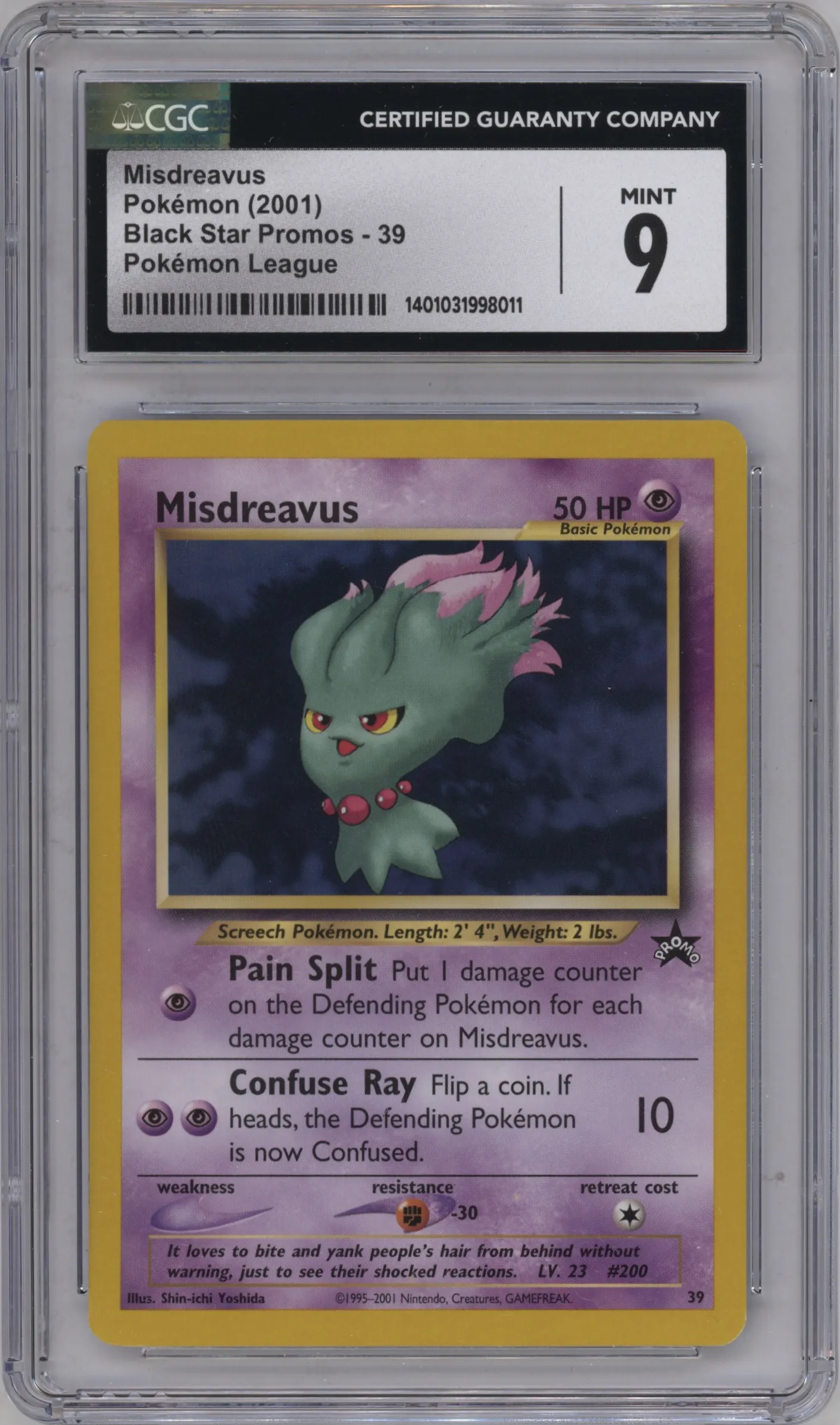 2001 Pokemon WoTC Misdreavus League #39 CGC 9