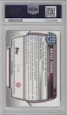 Bryce Young from the 2022 Bowman University Chrome set featuring a Gold Shimmer Refractor  parallel graded by PSA and given an overall grade of 10.