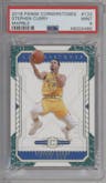 Stephen Curry from the 2018-19 Panini Cornerstones set featuring a Marble parallel graded by PSA and given an overall grade of 9.