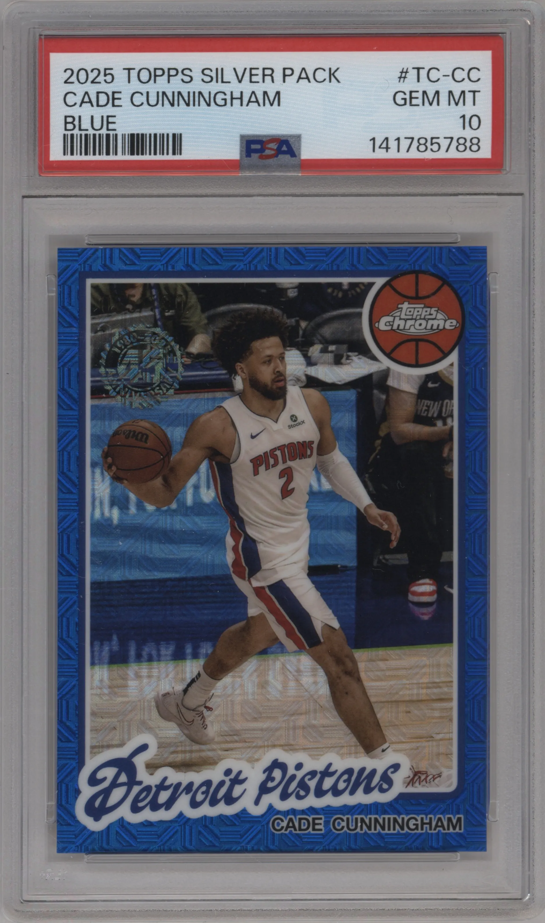 2025 Topps 1980-81 Chrome Cade Cunningham Blue Mojo Refractor #TC-CC PSA 10