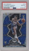 Cameron Thomas from the 2021-22 Panini Mosaic  set featuring a Fast Break Blue parallel graded by PSA and given an overall grade of 10.
