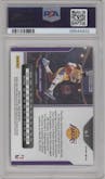 LeBron James from the 2020-21 Panini Prizm set featuring a Pink Ice parallel graded by PSA and given an overall grade of 9.