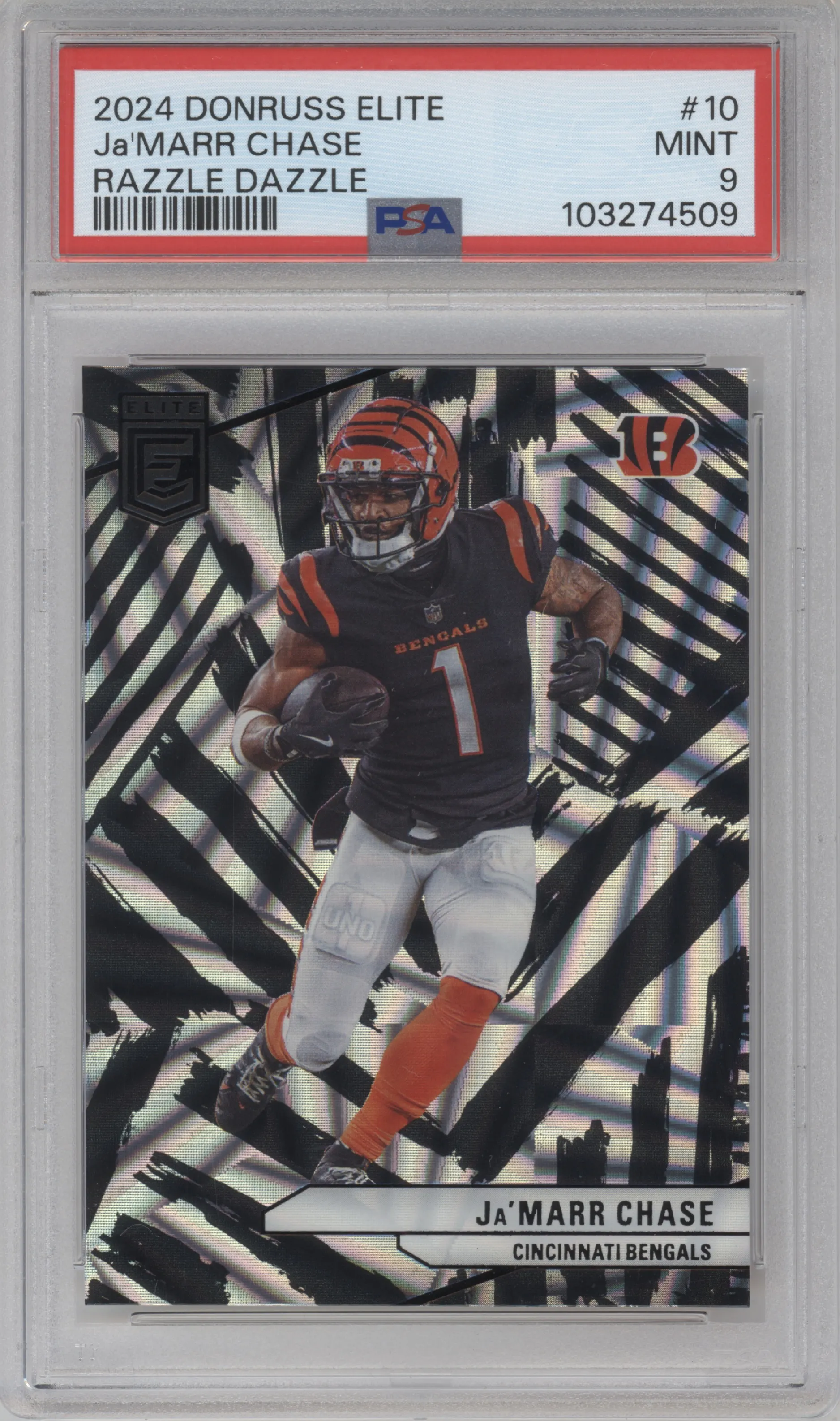 2024 Panini Donruss Elite Ja'Marr Chase Razzle Dazzle PSA 9