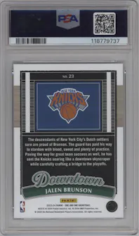 Jalen Brunson from the 2023-24 Panini One and One set graded by PSA and given an overall grade of 9.