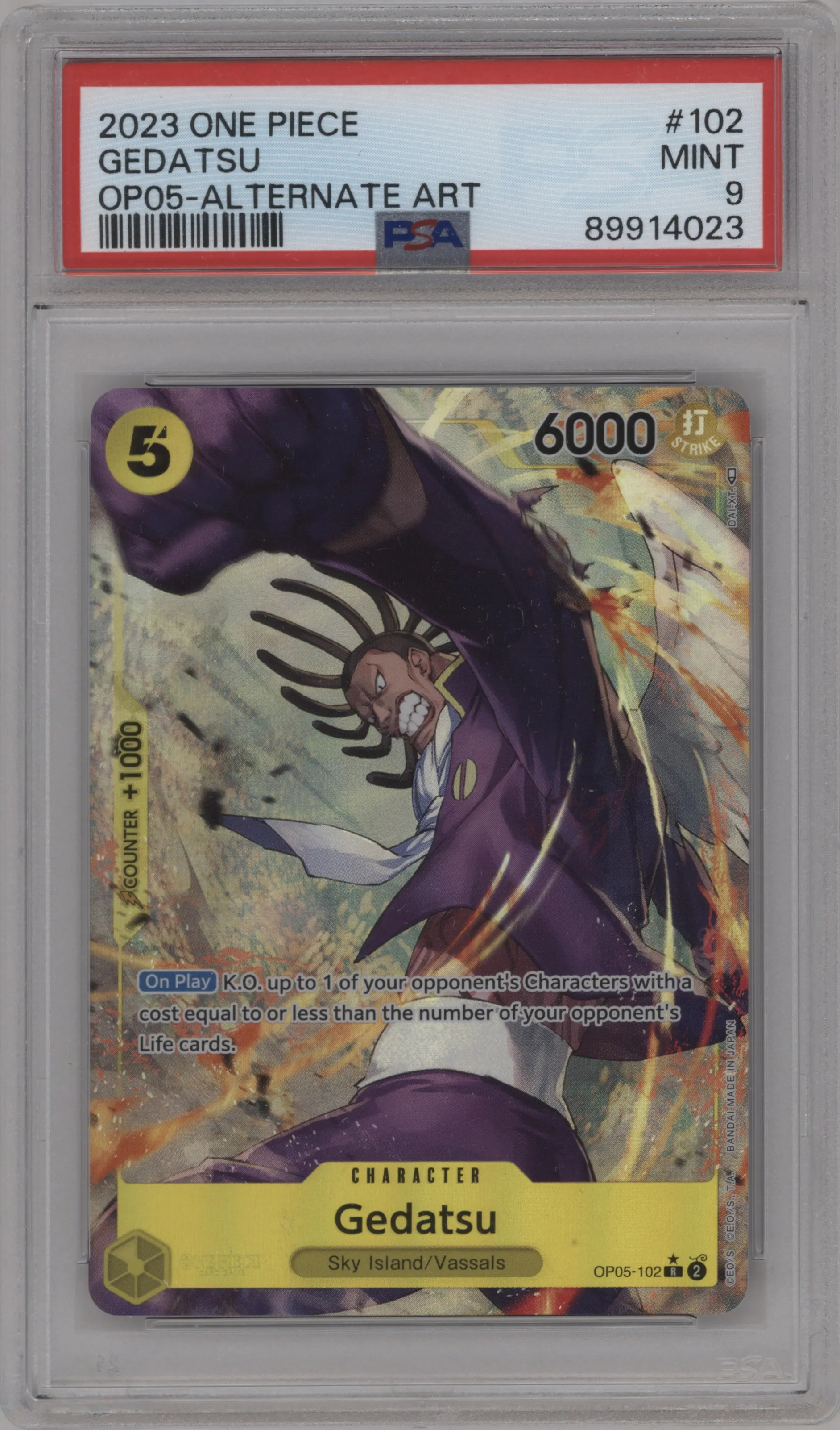 2023 One Piece Awakening of the New Era Gedatsu Alternate Art R #OP05-102 R PSA 9