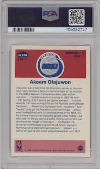 Akeem Olajuwon from the 1986-87 Fleer set graded by PSA and given an overall grade of 8.