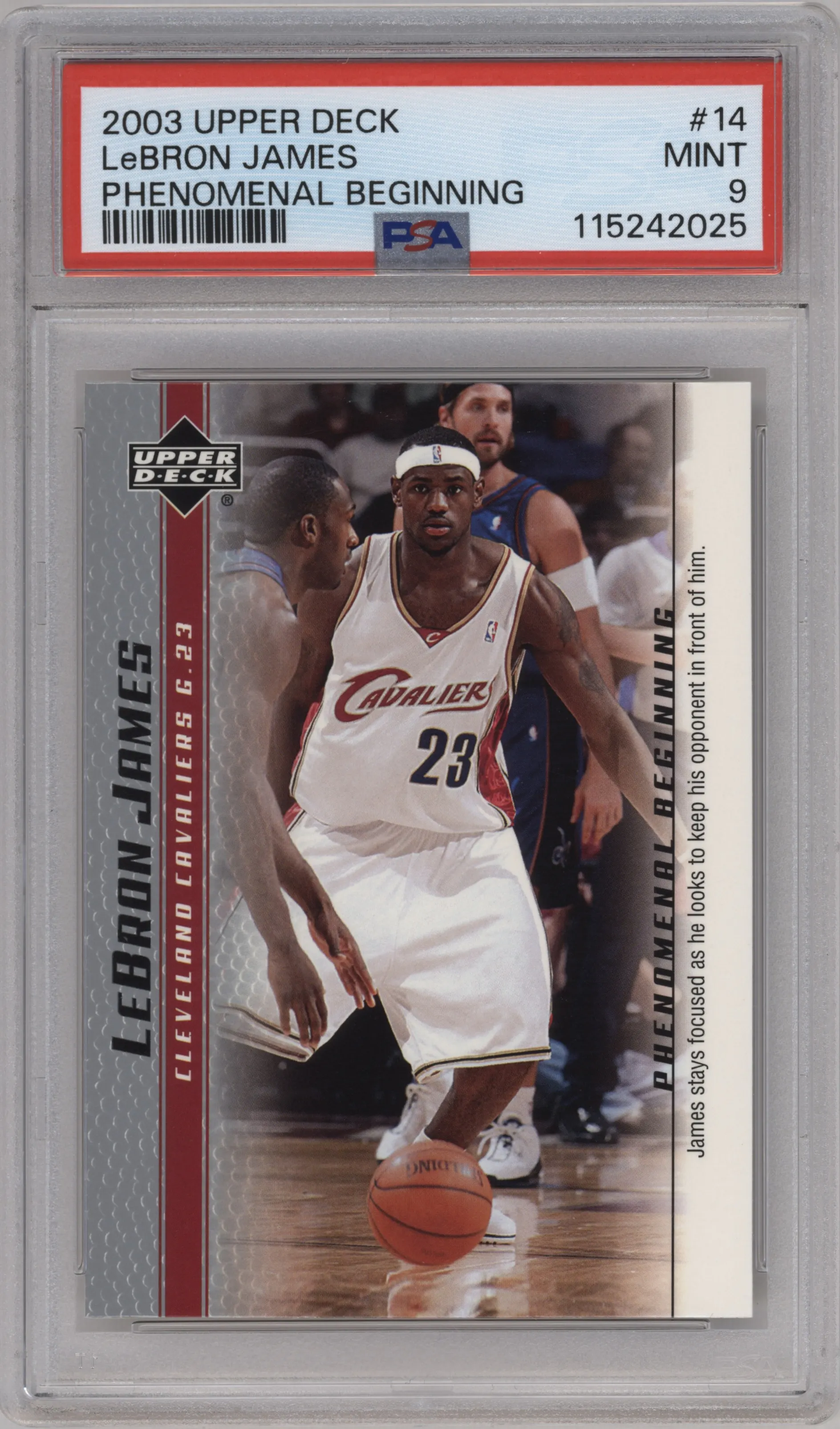 2003 Upper Deck LeBron James Phenomenal Beginning LeBron James #14 PSA 9
