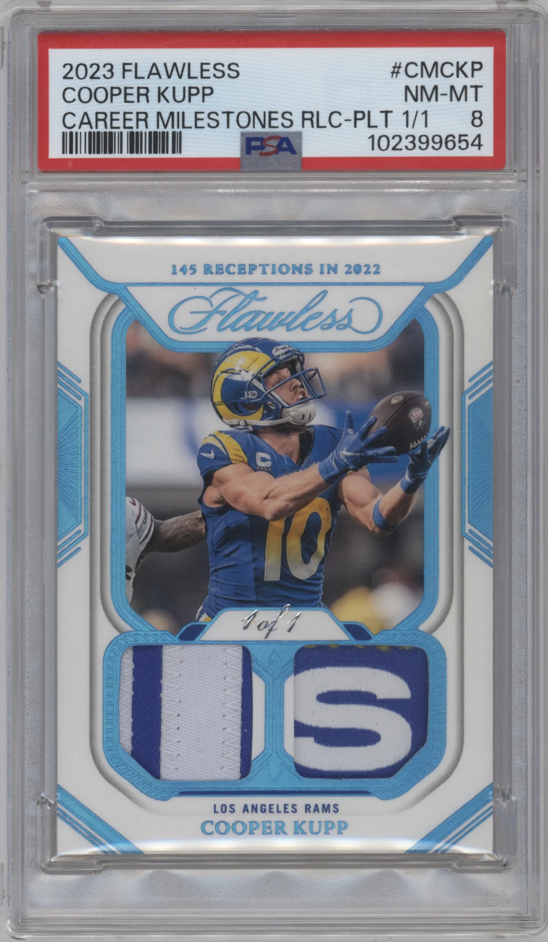 2023 Panini Flawless Career Milestones Cooper Kupp Platinum PSA 8