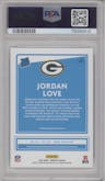 Jordan Love from the 2020 Panini Donruss set graded by PSA and given an overall grade of 10.