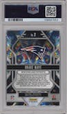Drake Maye from the 2024 Panini Prizm set featuring a Green Prizm parallel graded by PSA and given an overall grade of 10.
