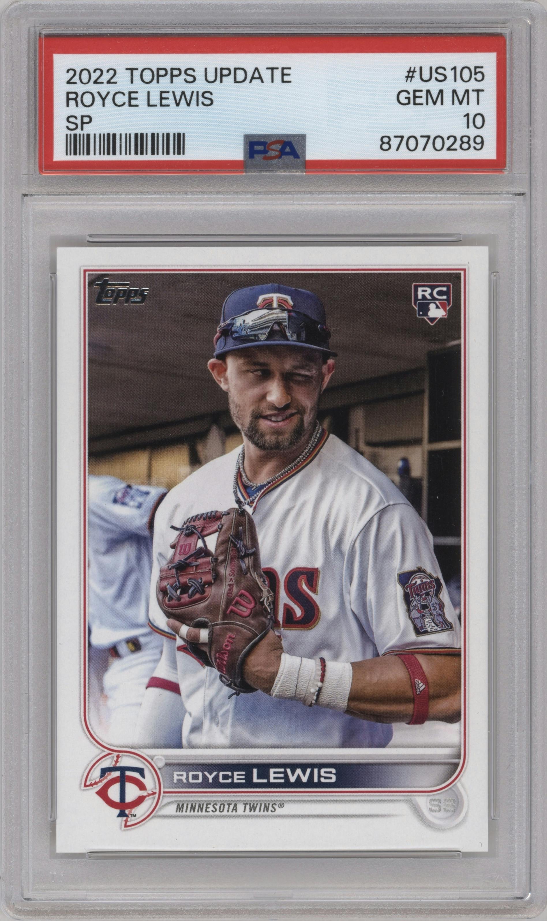 Royce Lewis from the 2022 Topps Update  set graded by PSA and given an overall grade of 10.