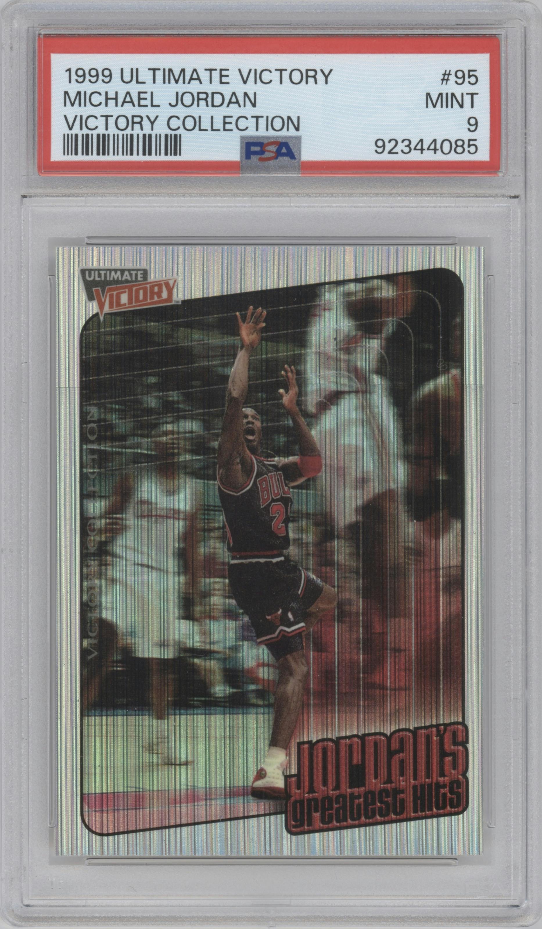 Michael Jordan from the 1999-00 Upper Deck Ultimate Victory set graded by PSA and given an overall grade of 9.