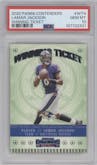 Lamar Jackson from the 2020 Panini Contenders set graded by PSA and given an overall grade of 10.
