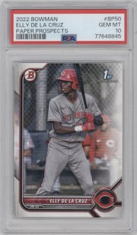 Elly De La Cruz from the 2022 Bowman set graded by PSA and given an overall grade of 10.