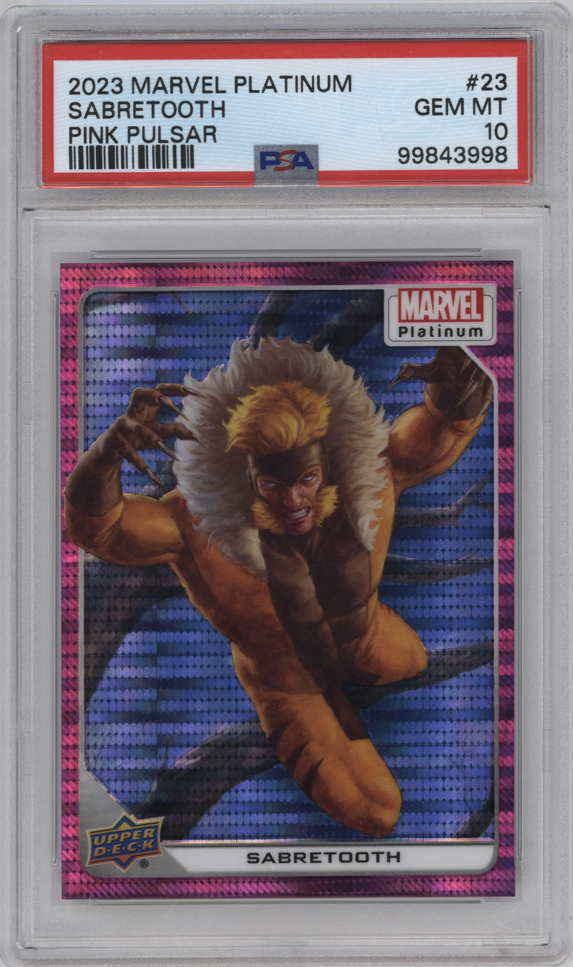 2023 Upper Deck Marvel Platinum Sabretooth Pink Pulsar #23 PSA 10