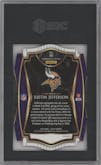 Justin Jefferson from the 2020 Panini Select set featuring a Die-Cut Orange parallel graded by SGC and given an overall grade of 9.
