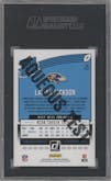 Lamar Jackson from the 2018 Panini Donruss set featuring a Aqueous Test parallel graded by SGC and given an overall grade of 10.