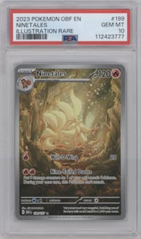 Ninetales from the 2023 Pokemon SV set graded by PSA and given an overall grade of 10.