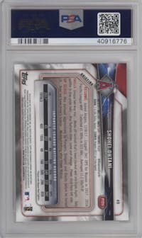 Shohei Ohtani from the 2018 Bowman set graded by PSA and given an overall grade of 10.