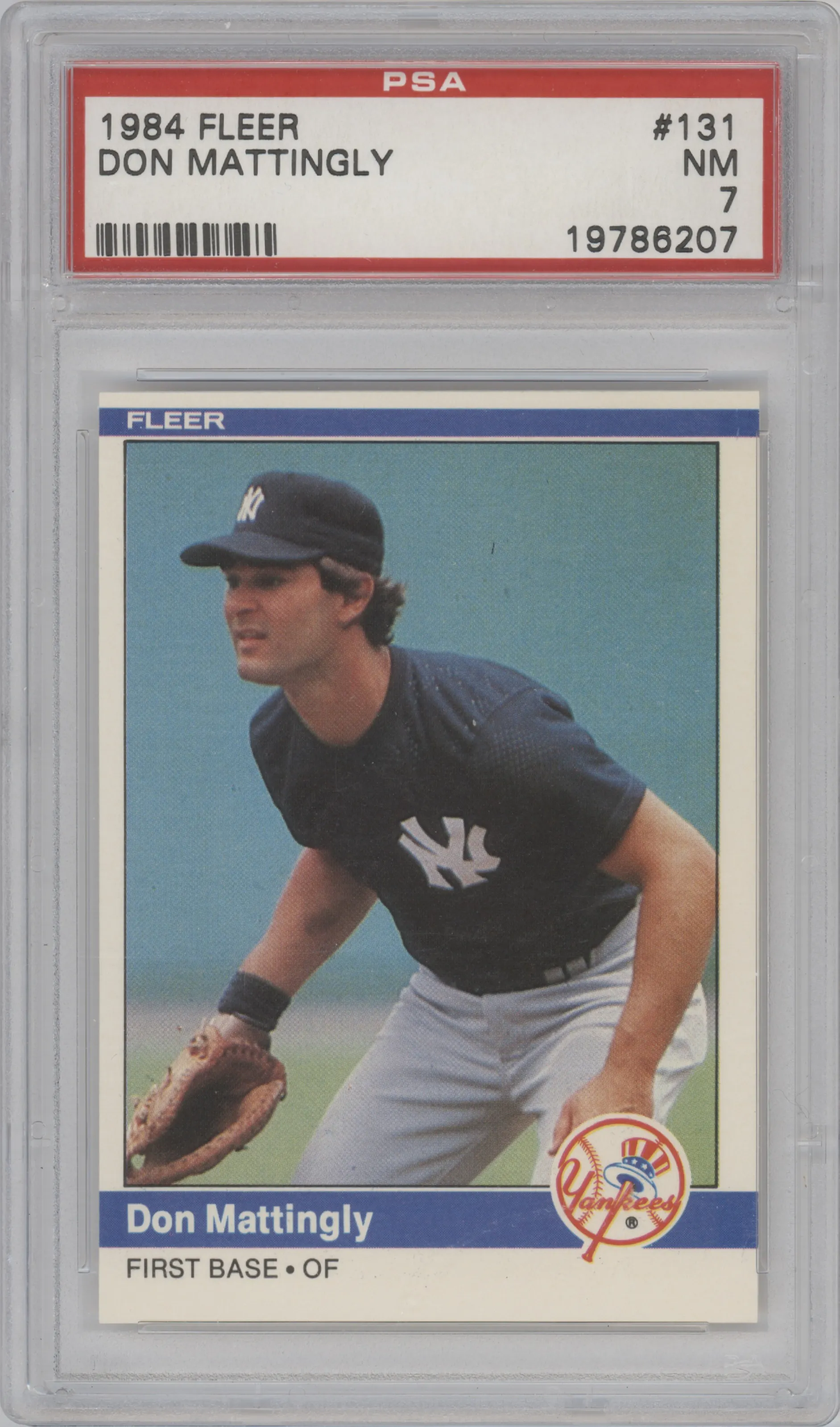 Don Mattingly  from the 1984 Fleer set graded by PSA and given an overall grade of 7.