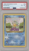 Squirtle from the 1999 Pokemon set graded by PSA and given an overall grade of 6.
