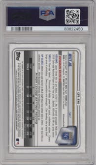 Bobby Witt Jr. from the 2020 Bowman Chrome set graded by PSA and given an overall grade of 10.