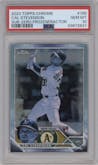Cal Stevenson from the 2023 Topps Chrome set featuring a Sub-Zero FrozenFractor parallel graded by PSA and given an overall grade of 10.