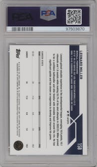 Leonard Miller from the 2023-24 Topps Chrome set featuring a Green Refractor parallel graded by PSA and given an overall grade of 10.