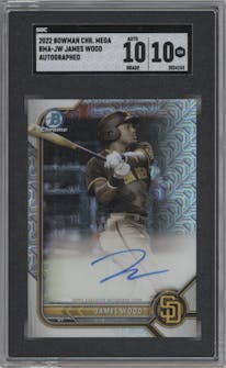 James Wood from the 2022 Bowman Mega Box set graded by SGC and given an overall grade of 10.