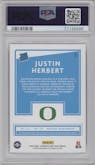 Justin Herbert from the 2020 Panini Chronicles Draft Picks  set graded by PSA and given an overall grade of 10.