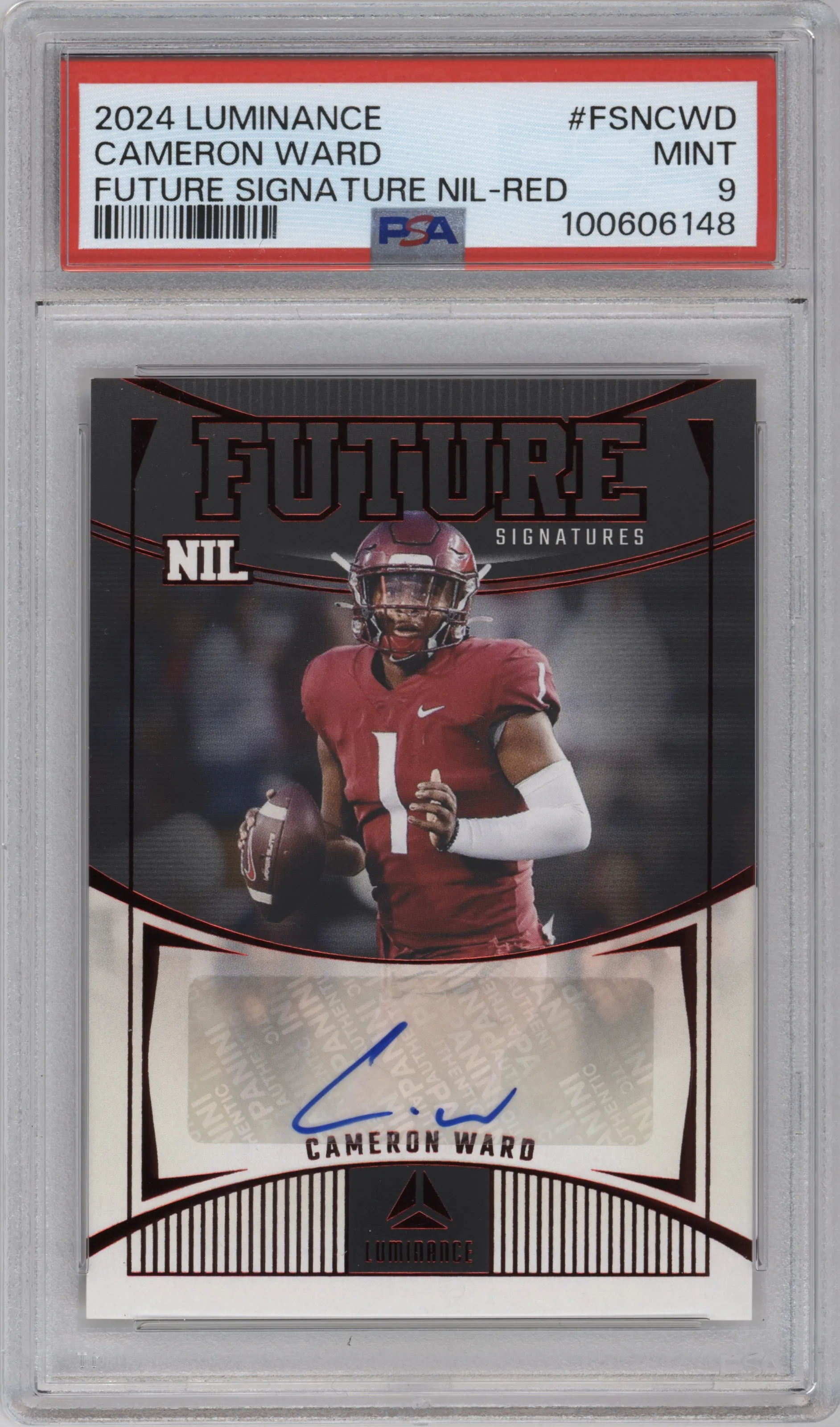 2024 Panini Luminance Future Sig.NIL Cameron Ward Red #FSN-CWD PSA 9