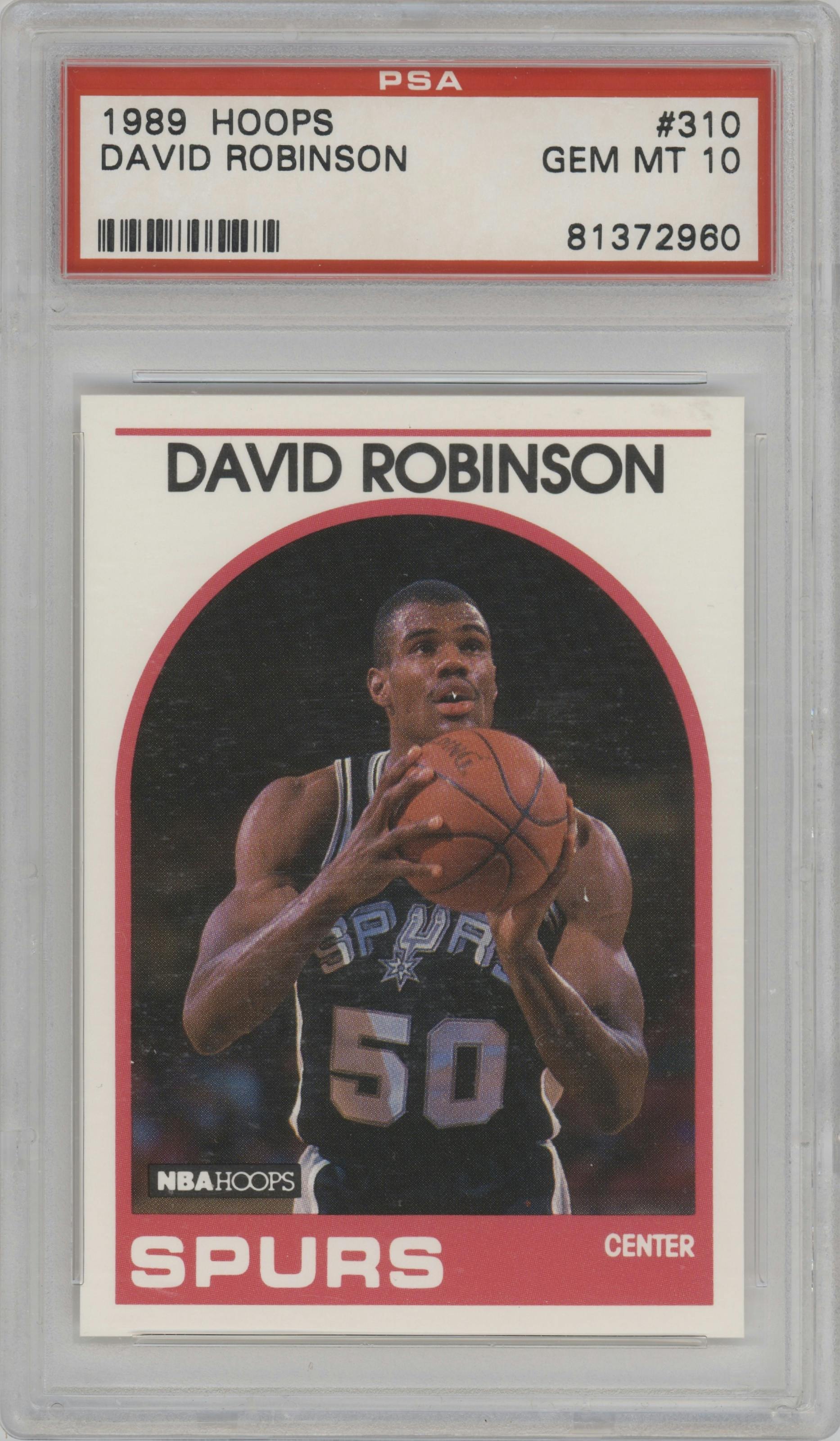 David Robinson from the 1989-90 NBA Hoops  set graded by PSA and given an overall grade of 10.