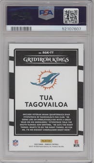 Tua Tagovailoa from the 2020 Panini Donruss set graded by PSA and given an overall grade of 9.