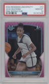 Juju Watkins from the 2022-23 Bowman University Chrome set featuring a Pink Refractor parallel graded by PSA and given an overall grade of 10.