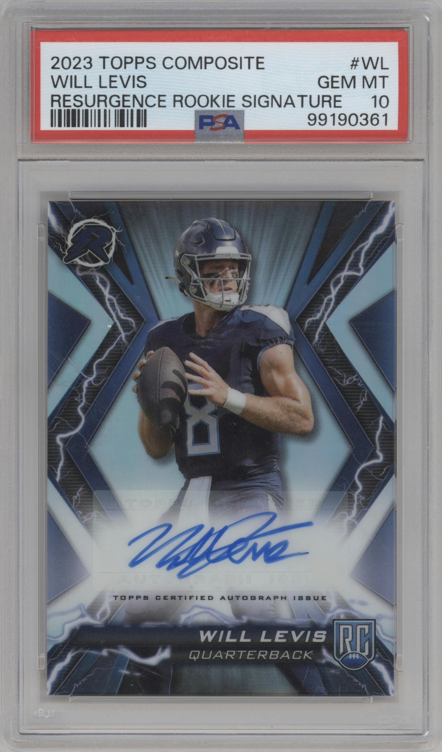 Will Levis from the 2023 Topps Composite set graded by PSA and given an overall grade of 10.