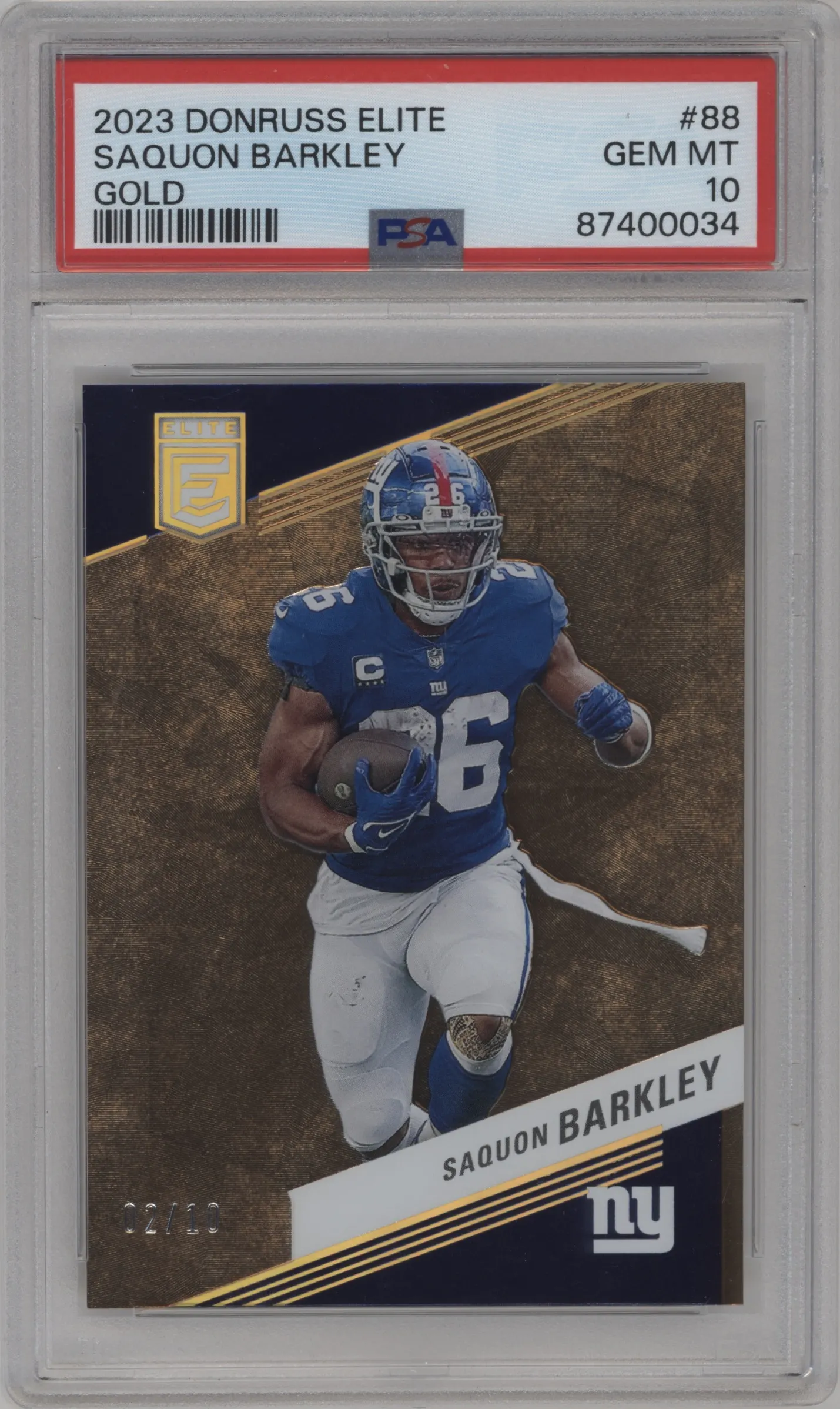 2023 Donruss Elite Saquon Barkley Gold #88 PSA 10