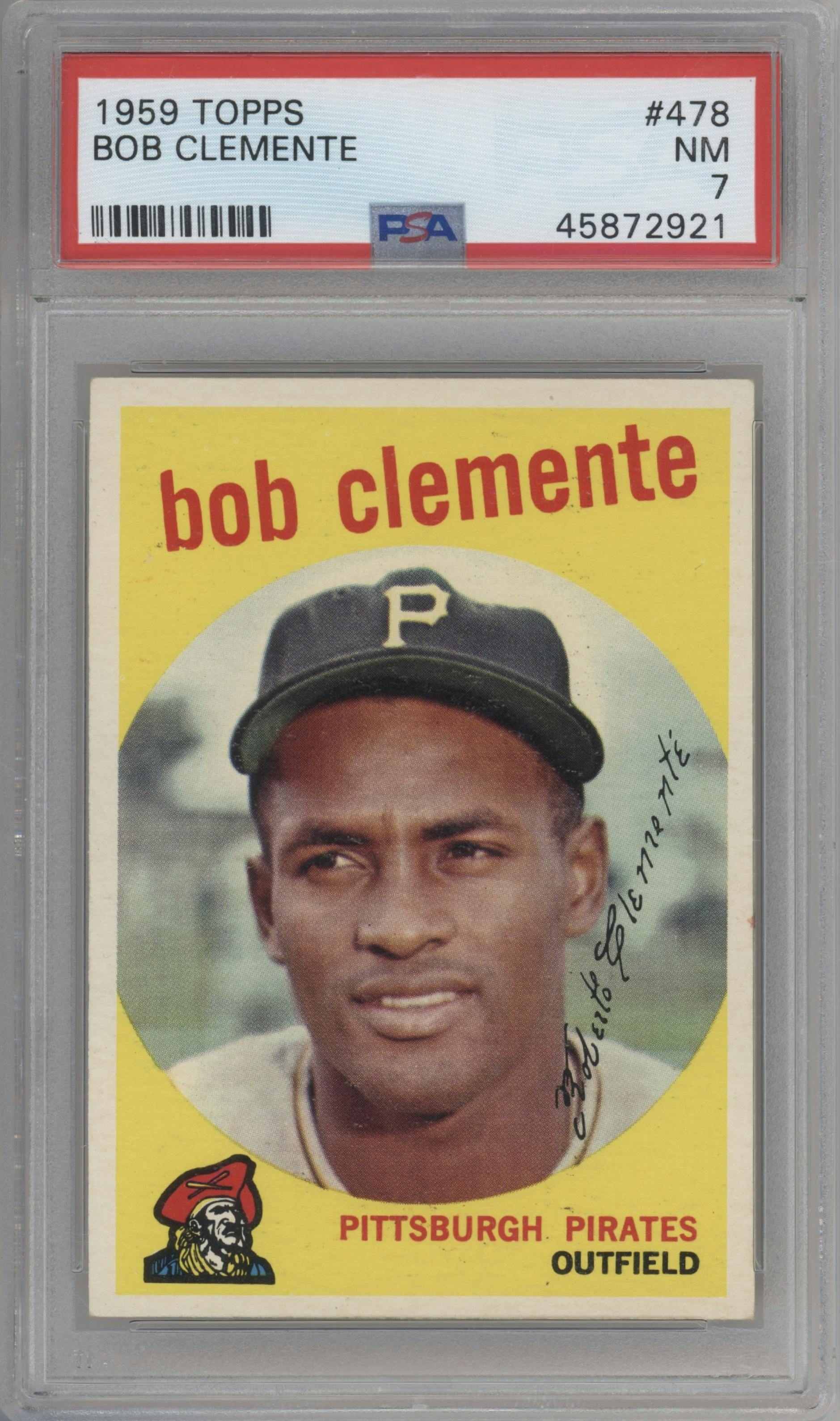 Bob Clemente from the 1959 Topps set graded by PSA and given an overall grade of 7.